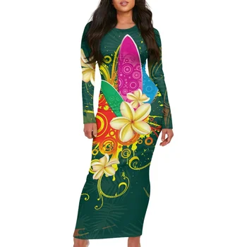 Polinéz törzsi fidzsi totem tetoválás Fidzsi-szigeteki nyomatok Őszi téli divat Hozzáillő ruha Afrikai nők alkalmi karcsú ceruza ruha