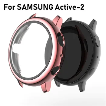 1 db galvanizáló teljes képernyős védőtok edzett fóliával Samsung Galaxy Watch Active2 40mm R830 /44mm R820