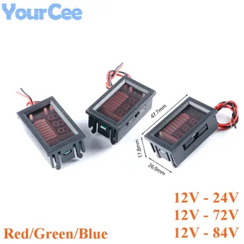 LCD digitális voltmérő 12V 24V 72V 84V akkumulátor kapacitás jelző piros zöld kék ólomsav LED kijelző feszültségmérő érzékelő