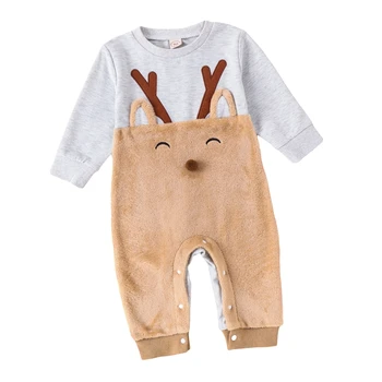 Újszülött baba karácsonyi ruha lány fiú büdös jávorszarvas karácsonyfa nyomtatás jumpsuit ruhák téli karácsonyi ruhák baba