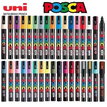Uni 1db Colores festékjelölők Plumones Posca PC-1M/3M/5M 예술용품 Mercaderes kiemelő iskolai írószerekhez akril graffitti
