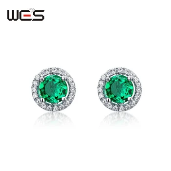 WES 925 Sterling ezüst fülbevaló nőknek Növekvő smaragdzöld drágakő női ékszerek Menyasszony esküvői divat évfordulója