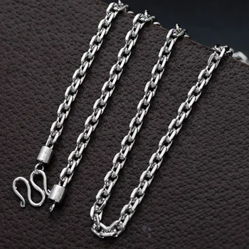 Real 925 Sterling ezüst nyaklánc férfi nők 4mm kábelösszekötő lánc 22-30inch hosszúság választhat