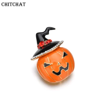 AAA CZ Stones Aranyos tök fekete kalapban Halloween bross narancssárga színű édes ajándékcsapok Ékszer kalap hátizsák gyerekeknek