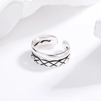 Retro Cross Line kétrétegű új ezüst színű átméretezhető nyitógyűrű nőknek Luxus ékszer ajándék