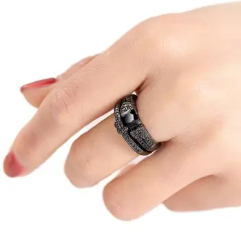 Fekete cirkon gyűrűk Fekete arany gyűrűk nőknek Klasszikus és gyönyörű esküvői parti gyűrűk
