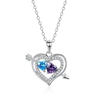 Love Heart nyíl medál autentikus 925 sterling ezüst tűs nyaklánc nőknek csillogó kristály divat születésnapi ezüst ajándék