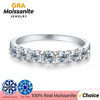 GRA Real Moissanite gyűrű 925 Sterling ezüst gyémánt Eternity Band eljegyzési jegygyűrűk nőknek Luxus minőségű ékszerek