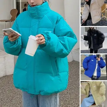 Aranyos hímzés Parkas kabát Nők Téli koreai divat Vastag bő meleg kabát Kétoldalas design Rózsaszín diákruhák