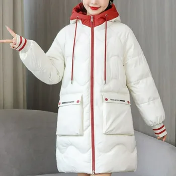 2023 Új pehelypamut kabát nők téli koreai kiadás laza pamutkabát megvastagodott plusz mérettel Közepes hosszú kabát nagy méret