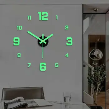 Világító óra Kreatív óra Egyszerű fali óra Nem perforált nappali Háztartási hálószoba falra szerelhető csendes óra