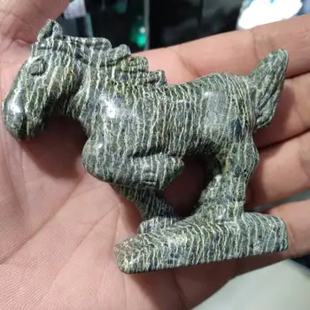 Természetes gyönyörű zöld zebra kő állatfaragás Ló szoborgyűjtemény