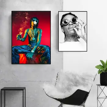 Wiz Khalifa Plakátok és nyomtatás Rap zene Hip Hop Canvas Art Fali képek a nappalihoz Lakberendezés Festés
