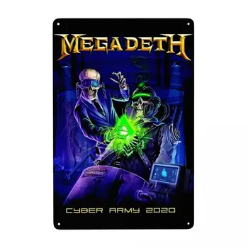 Retro Megadeths Rock Band Cyber Army Metal Ón jel Téglalap Egyéni táblák Plakkok Kapu Kerti bárok Fali dekoráció