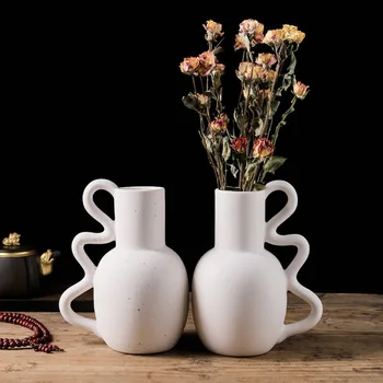 Nordic kerámia váza különleges alakú virágáru kreatív lakberendezés kerámia fehér váza matt váza virágkötészet
