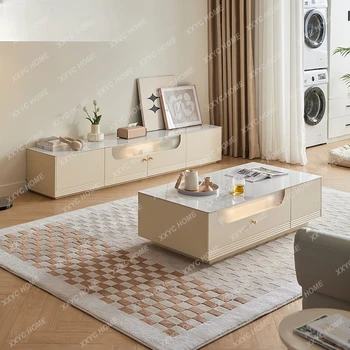 Light luxus kiváló minőségű kőlemez TV-szekrény háztartási minimalista modern padlószekrény teaasztal kombináció