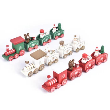 4 csomó Karácsonyi vonat festett fa karácsonyi díszek otthoni karácsonyi ajándékhoz Karácsonyi ajándék Újév 2021 20,5 * 5,3 * 2,8 cm