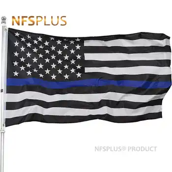 Thin Blue Line rendőrségi zászló USA Egyesült Államok 3x5 Ft Poliészter nyomtatott 90x150cm Home Party dekoratív amerikai zászlók és bannerek