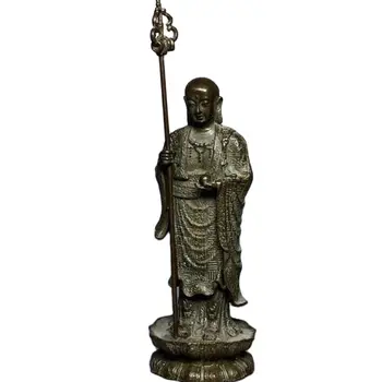 Antik Föld kincse Bódhiszattva Buddha szobor Réz Föld kincses király bronz szobor