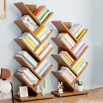 Fa rendszerező könyvespolcok Század közepi elágazó fa alakú elegáns álló könyvespolc magazin Estanteria bútortervező