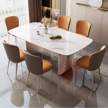 Nordic Set Gardrób étkezőasztal minimalista Living Téglalap Art Dining Table Space Savers Design Mesa Comedor Otthoni bútorok