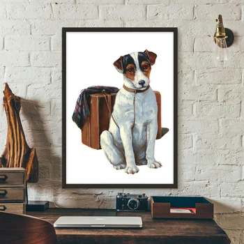 Terrier kutya Imádnivaló vászon Minta Terrier Kutya illusztráció Kép Vintage Vászon Festés Poszter Hálószoba Fali dekoráció