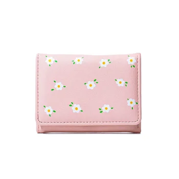 A határokon átnyúló divat koreai változata Rövid női pénztárca nagykereskedelmi PU Egyszerű szép virágos diákváltó kártya táska