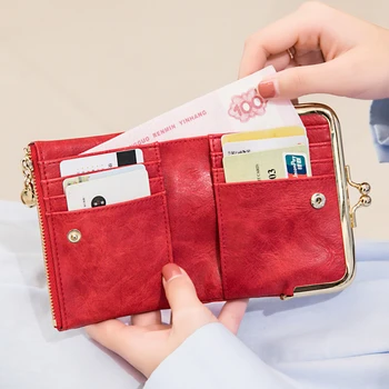 Rövid pénztárca női pénztárca Multi-card Multi-Card tartó érme pénztárca Divat Egyszerű háromszoros rövid klip női mini pénztárca