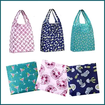 2PCS többszínű összecsukható bevásárlótáska környezetbarát női ajándék összecsukható újrafelhasználható táska hordozható utazási egyvállú táskák