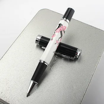 JINHAO Luxus kerámia szilvavirág golyóstoll Klasszikus fém díszítésű rollerball toll írószer irodaszerek Új
