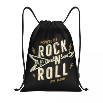 Custom Power Of Rock N Roll húzózsinóros táska férfi női könnyű heavy metal zene sport edzőterem tároló hátizsák