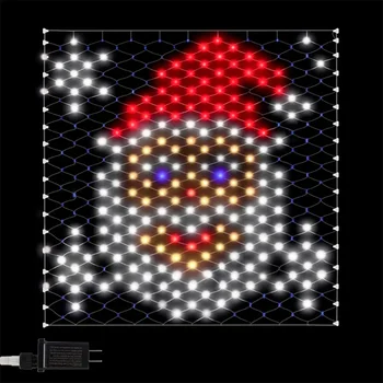 Hóember Mikulás LED nettó fény Kültéri hálós fény 320LED tündér háló Dugó zászló Nettó fény a háztáji fali dekorációhoz