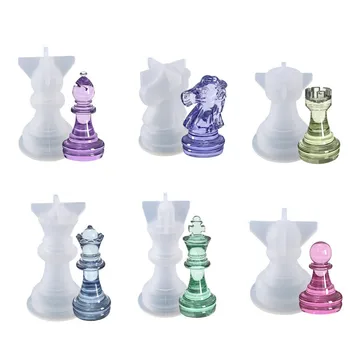 ÚJ 1Db DIY sakkfigura kristály epoxigyanta forma Queen King 3D sakk szilikon formák DIY Art kézműves penészkészítő kellékek
