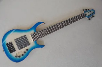  Factory Custom Blue Body 6 húros elektromos basszusgitár fekete hardverrel, rózsafa ujjtábla, testreszabott szolgáltatás nyújtása