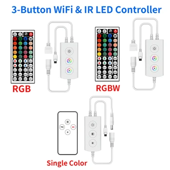 3 gombos WiFi & IR CV LED vezérlő Dimmer Set (Tuya App) IR távirányító 5M egyszínű / RGB / RGB LED szalaghoz 5-24V DC