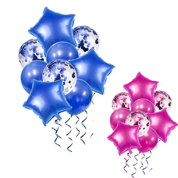 9db Multi konfetti latex lufi Boldog születésnapot party Star fólia Léggömb Kék rózsa arany dekorációk Gyerekek felnőtt labdák kellékek