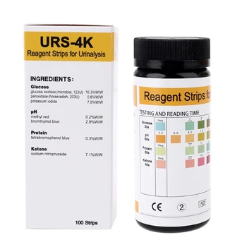 100Pcs URS-4K glükóz pH fehérje keton vér vizelet tesztcsík reagens csík vizeletvizsgálathoz anti-VC interferencia képességgel