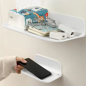 Többfunkciós fehér nedvességálló falra szerelhető lebegő vízálló telefontartó tároló állvány törölközőtartó fali polc