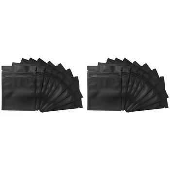 200 csomag szagálló táskák - 3 x 4 hüvelykes visszazárható Mylar táskák fólia tasak táska lapos cipzáras záródó táska matt fekete