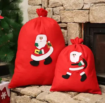 Piros karácsonyi ajándéktáskák Nagy cukorka táska Xmas zsák húzózsinóros táska Nem szőtt hóember Mikulás zsáktáskák gyerekeknek ajándék tasak SN