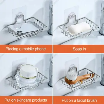 Nedvességálló szappantartó rozsdamentes acél szappantartó edénytartó falra szerelhető szervező konyhához Fürdőszoba zuhany szivacs