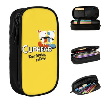 Szép cuphead játék ceruza tok Ceruza doboz Toll doboz lánynak Fiú Nagy kapacitású táskák Diákok Iskolai ajándékok Írószerek
