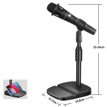  állítható asztali mikrofonállvány tartó mikrofon klip telefon konzol talppal állítható szögű lemez fényképészeti konzol