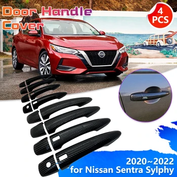 króm szénszálas autós kilincs Nissan Sentra Sylphy B18 8. generációs 2020 2021 2022 dekorációs borító matrica sapka kiegészítők