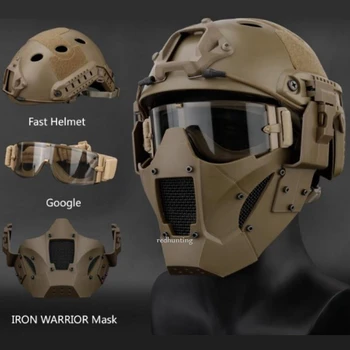 Airsoft taktikai félálarc sisak alsó arc védőmaszk Combat FAST sisakmaszk szemüveg szett Halloween cosplayre