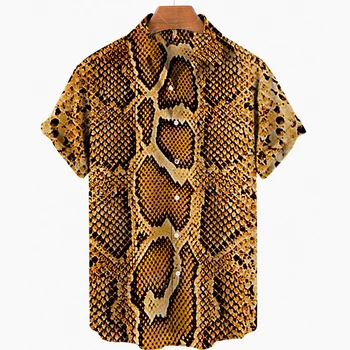2023 Férfi Leopard 3D ingek Nyári Hawaii stranding Férfi rövid ujjú retro divatruházat Személyre szabott design Férfi felsők