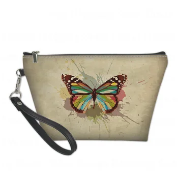 Retro pillangó nyomtatás piperecikkek Táska kozmetikai táskák Szervező Nők Utazás Smink tokok Kozmetikai bőröndök sminkhez