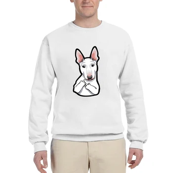 HX Animal Dog pulóver White Bullterrier középső ujj matrica nyomtatott pulóverek Hosszú ujjú streetwear férfi alkalmi ingek