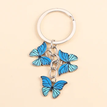 Vintage finom zománc Pillangó medálok Kulcstartó Divat Kézzel készített kulcscímkék lányoknak Nők Autó Kulcstáskák Kulcstartók Kiegészítők