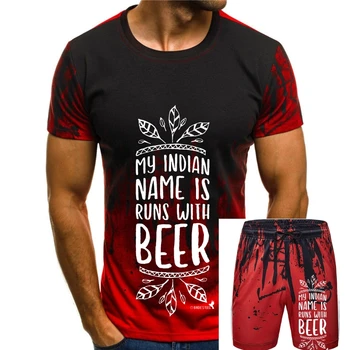 Sörimádók pólóim Az indiai nevem sörrel fut! Nyári rövid ujjú Új divatos pólók Kerek nyakú ruhák